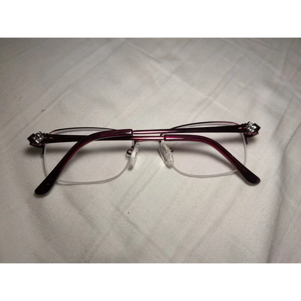 TRES JOLIE EYEGLASSES FRAME 173 614 RED BURGUNDY 51-17-135 HALF RIMLESS MS41